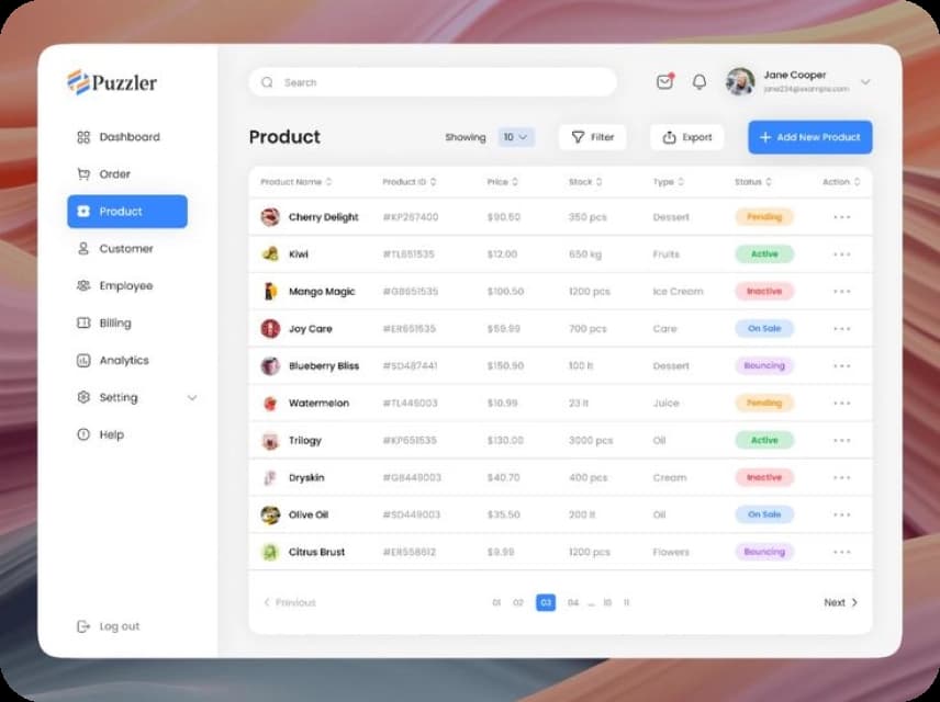 Product UI Design Color Palettes